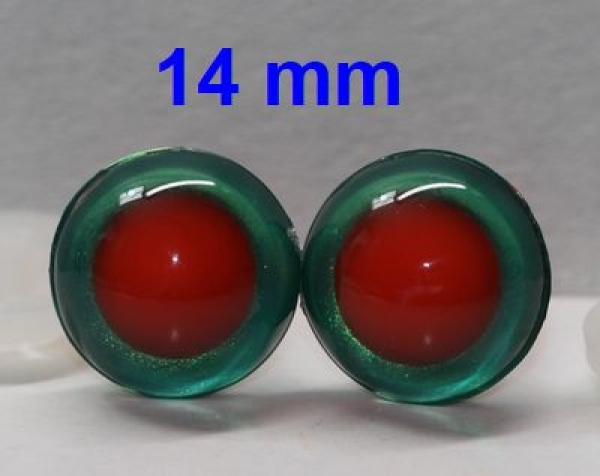 1 Paar Sicherheitsaugen rote Pupille Iris Emeraldgreen metallic