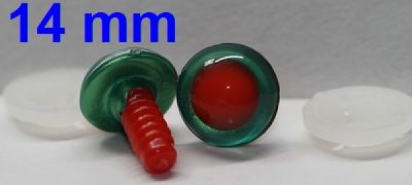 1 Paar Sicherheitsaugen rote Pupille Iris Emeraldgreen metallic