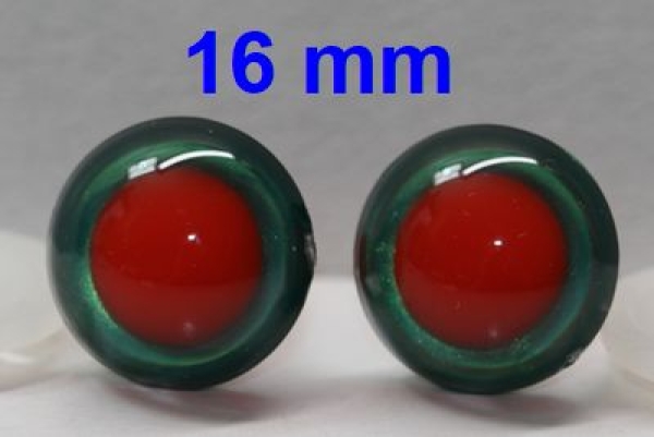 1 Paar Sicherheitsaugen rote Pupille Iris Emeraldgreen metallic