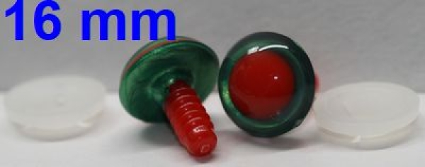 1 Paar Sicherheitsaugen rote Pupille Iris Emeraldgreen metallic