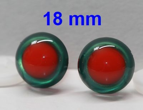 1 Paar Sicherheitsaugen rote Pupille Iris Emeraldgreen metallic