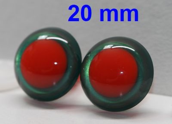 1 Paar Sicherheitsaugen rote Pupille Iris Emeraldgreen metallic