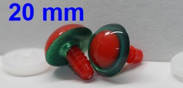 1 Paar Sicherheitsaugen rote Pupille Iris Emeraldgreen metallic