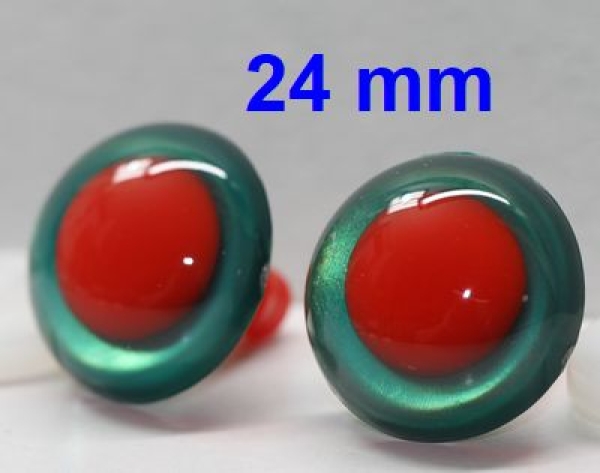 1 Paar Sicherheitsaugen rote Pupille Iris Emeraldgreen metallic