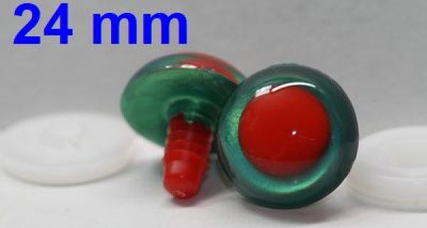 1 Paar Sicherheitsaugen rote Pupille Iris Emeraldgreen metallic