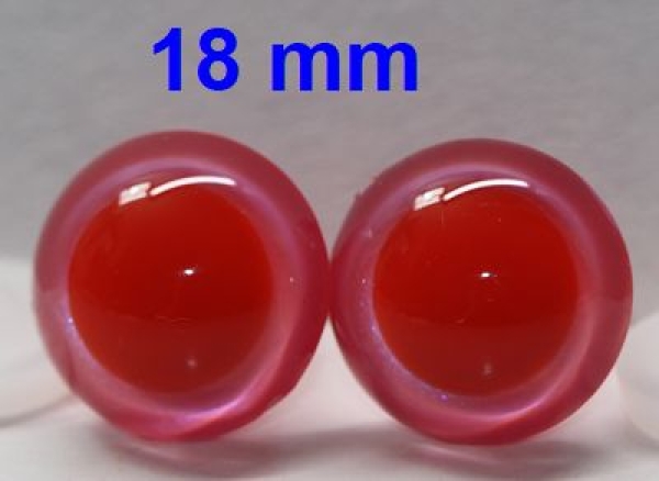 1 Paar Sicherheitsaugen rote Pupille Iris Fluopink metallic