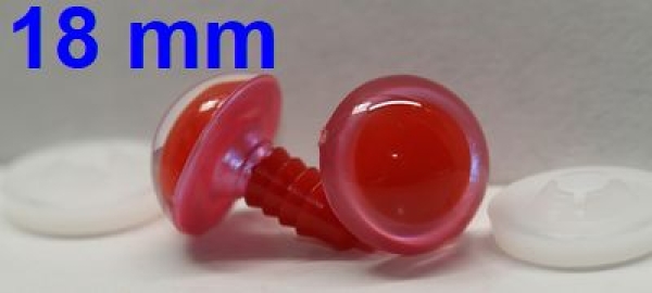 1 Paar Sicherheitsaugen rote Pupille Iris Fluopink metallic