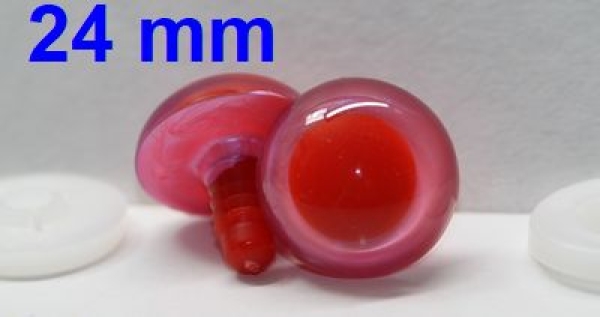 1 Paar Sicherheitsaugen rote Pupille Iris Fluopink metallic