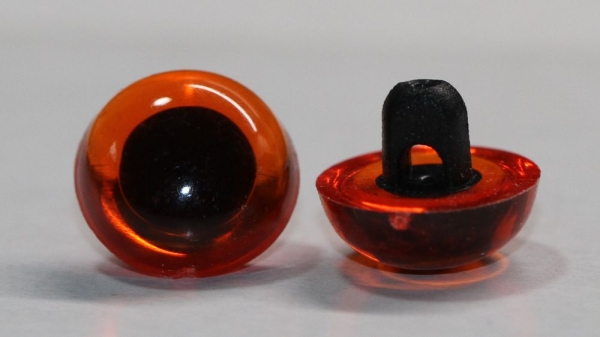 1 Paar 10,5 mm Kunststoffaugen transparent orange durchgefärbt rund zum Annähen