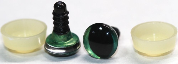 1 Paar Sicherheitsaugen trapezoid grün metallic 10 mm Katze Drache