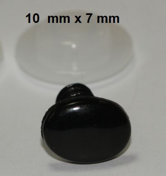 Sicherheitsnase 10 mm x 7 mm oval hart schwarz glänzend mit Sicherheitsscheibe