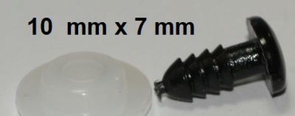 Sicherheitsnase 10 mm x 7 mm oval hart schwarz glänzend mit Sicherheitsscheibe