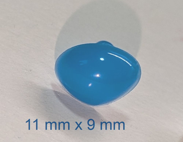 Sicherheitsnase dreieckig hart blau glänzend mit Sicherheitsscheibe 11 mm