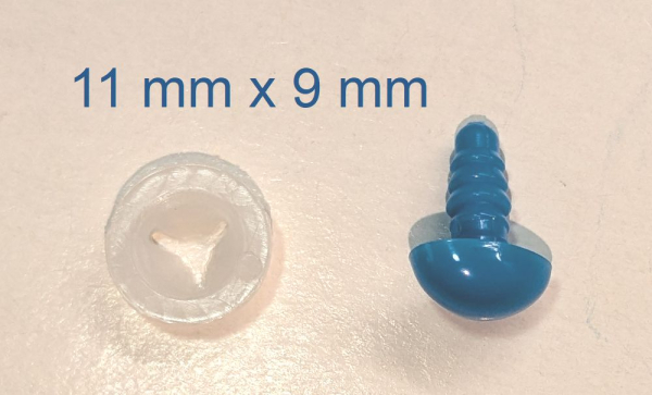 Sicherheitsnase dreieckig hart blau glänzend mit Sicherheitsscheibe 11 mm 2