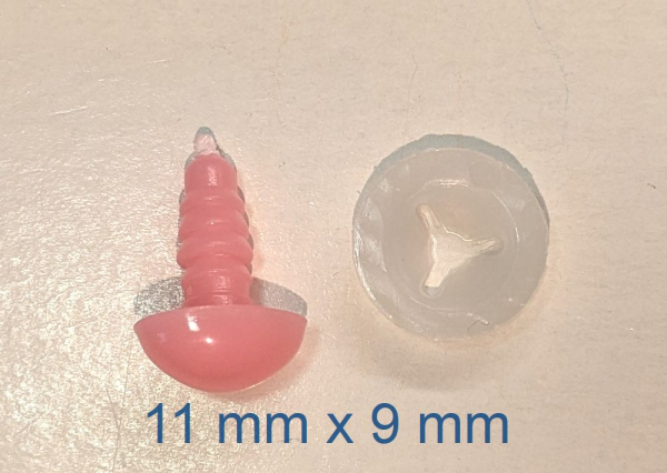 Sicherheitsnase dreieckig hart rosa glänzend mit Sicherheitsscheibe 11 mm 2