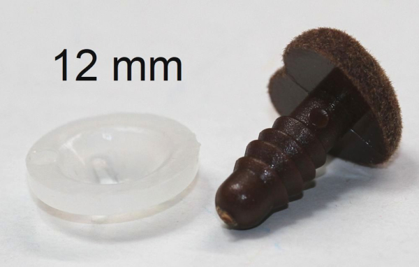 Sicherheitsnase herzförmig beflockt braun mit Sicherheitsscheibe