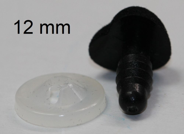 Sicherheitsnase herzförmig beflockt schwarz mit Sicherheitsscheibe