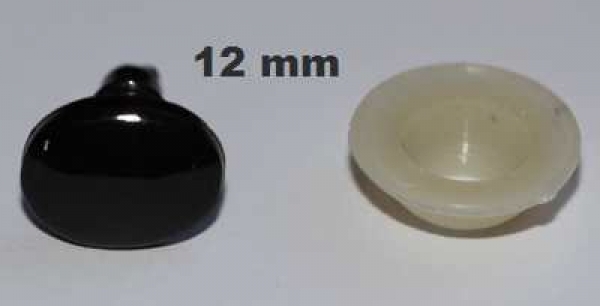 Sicherheitsnase 12 mm x 10 mm oval hart schwarz glänzend mit Sicherheitsscheibe