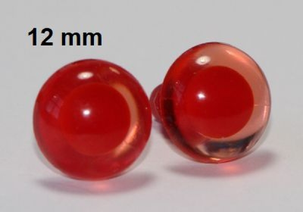 1 Paar Sicherheitsaugen rote Pupille Iris transparent durchgefärbt rosa