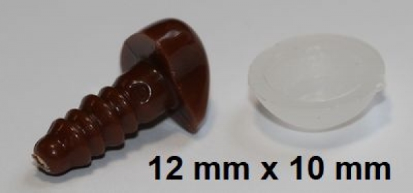 Sicherheitsnase 12 mm x 10 mm Katze dreieckig hart braun mit Sicherheitsscheibe