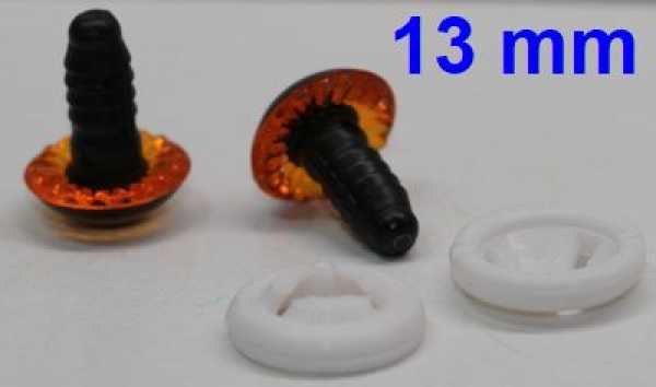 1 Paar Sicherheitsaugen Owl-Cut transparent durchgefärbt orange