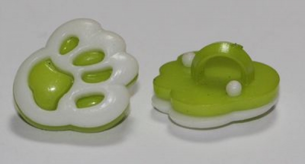1 Paar Pfoten hellgrün/weiß zum Annähen 13 mm x 12 mm