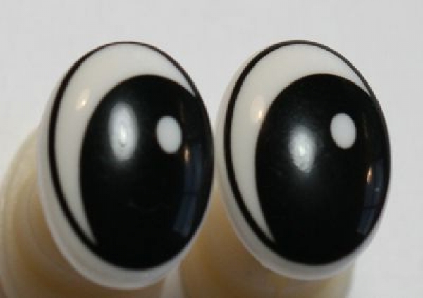 1 Paar 14 mm x 10 mm Sicherheitsaugen Comic weiß schwarz links