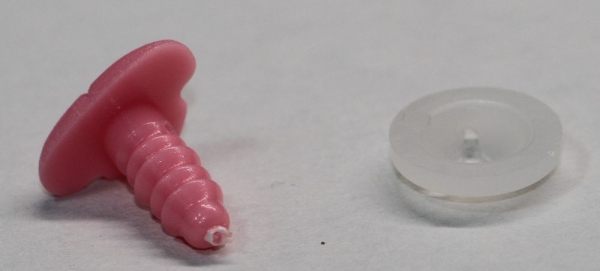 Sicherheitsnase 15 mm Katze hart rosa mit Sicherheitsscheibe