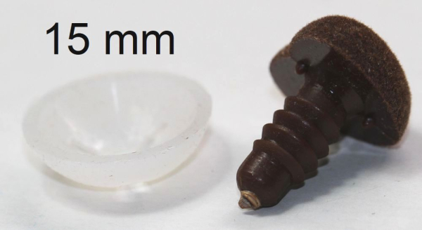 Sicherheitsnase herzförmig beflockt braun mit Sicherheitsscheibe