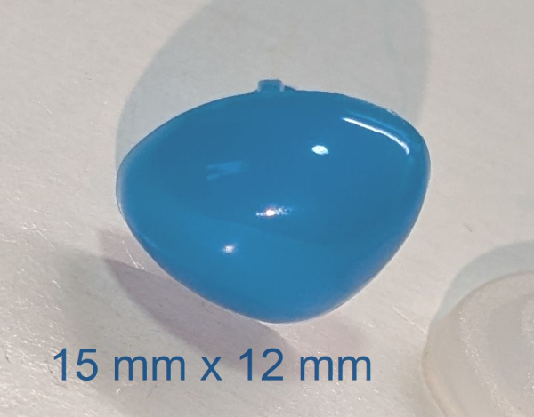 Sicherheitsnase dreieckig hart blau glänzend mit Sicherheitsscheibe 15 mm