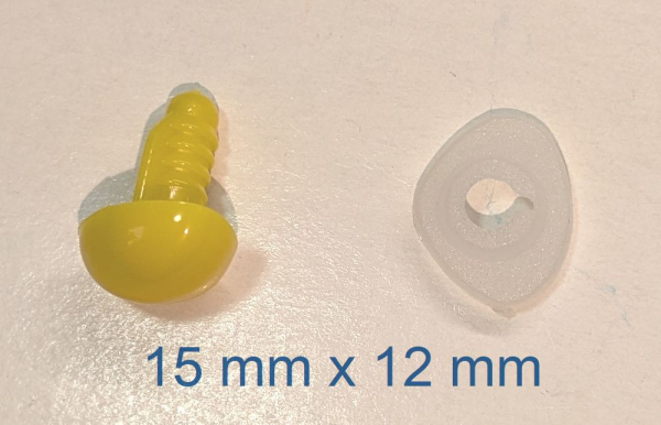 Sicherheitsnase dreieckig hart gelb glänzend mit Sicherheitsscheibe 15 mm 2