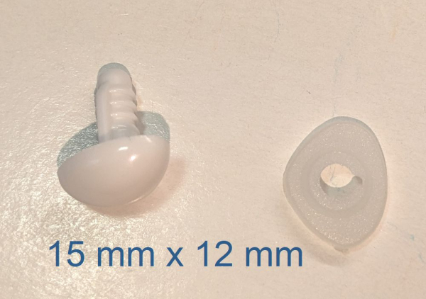 Sicherheitsnase dreieckig hart weiß mit Sicherheitsscheibe 15 mm 2