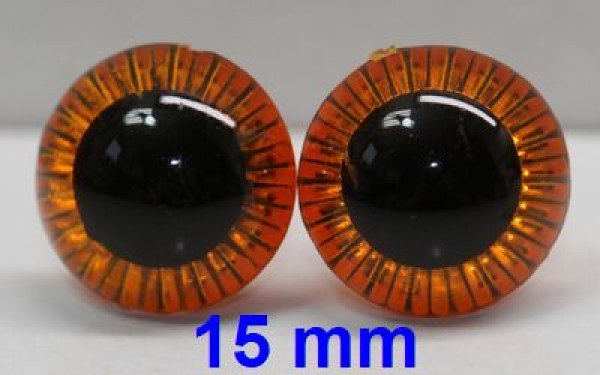 1 Paar Sicherheitsaugen Owl-Cut transparent durchgefärbt orange