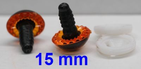 1 Paar Sicherheitsaugen Owl-Cut transparent durchgefärbt orange