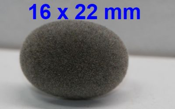 Sicherheitsnase oval beflockt grau mit Sicherheitsscheibe
