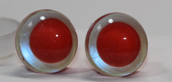 1 Paar Sicherheitsaugen trapezoid gelb blaugrün Prisma Color 16 mm rote Pupille