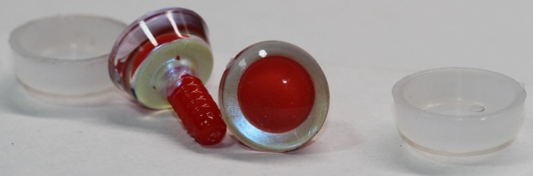 1 Paar Sicherheitsaugen trapezoid gelb blaugrün Prisma Color 16 mm rote Pupille