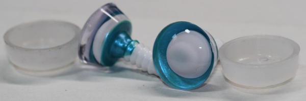 1 Paar Sicherheitsaugen trapezoid grün blau Prisma Color 16 mm weiße Pupille