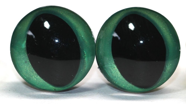 1 Paar Sicherheitsaugen trapezoid grün metallic 16 mm Katze Drache