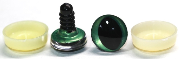 1 Paar Sicherheitsaugen trapezoid grün metallic 16 mm Katze Drache