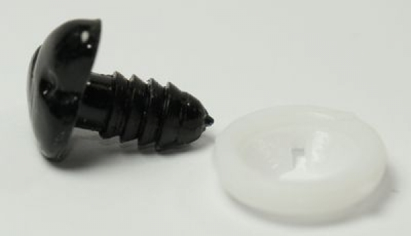 Sicherheitsnase 17 mm Katze hart schwarz mit Sicherheitsscheibe