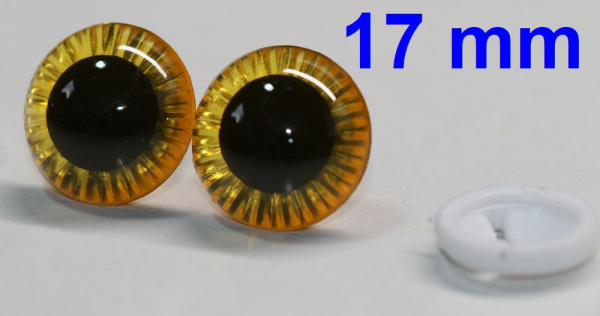 Sicherheitsaugen transparent durchgefärbt gelb Owl-Cut 17 mm
