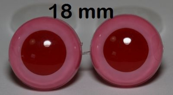 1 Paar Sicherheitsaugen rosa mit roter Pupille