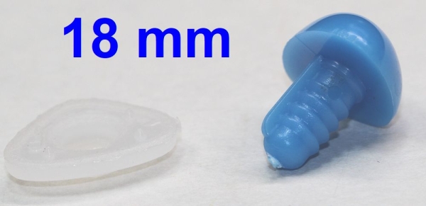 Sicherheitsnase dreieckig hart blau glänzend mit Sicherheitsscheibe