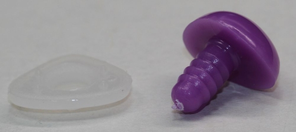 Sicherheitsnase dreieckig hart violett mit Sicherheitsscheibe 18 mm