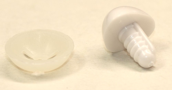 Sicherheitsnase dreieckig hart weiß mit Sicherheitsscheibe 18 mm
