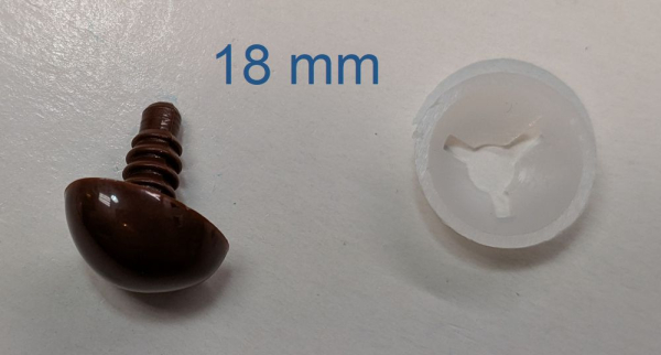 Sicherheitsnase dreieckig hart braun glänzend mit Sicherheitsscheibe 18 mm 2