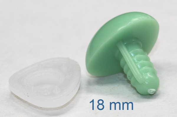 Sicherheitsnase dreieckig hart hellgrün mit Sicherheitsscheibe 18 mm 2