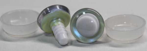 1 Paar Sicherheitsaugen trapezoid gelb blaugrün Prisma Color 18 mm weiße Pupille