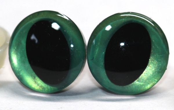 1 Paar Sicherheitsaugen trapezoid grün metallic 18 mm Katze Drache